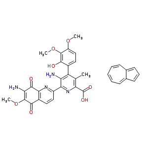 28802-61-1  5-amino-6-(7-amino-6-methoxy-5,8-dioxo-2-quinolyl)-4-(2-hydroxy-3,4-dimethoxy-phenyl)-3-methyl-pyridine-2-carboxylic acid; azulene