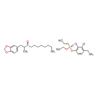 29185-21-5  (2,3-dichloro-4-methylsulfanyl-phenoxy)-diethoxy-thioxo-$l^{5}-phosphane; 5-(2-octylsulfinylpropyl)-1,3-benzodioxole