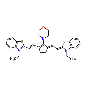 33628-20-5  4- [(5E) -2- [(E) -2- (3-एथिल-1,3-बेंजोथियाज़ोल-3-ium-2-yl) विनाइल] -5- [(2Z) -2- (3-एथिल-1,3-बेंज़ोथियाज़ोल-2-यलिडीन) एथिललीडीन] साइक्लोपेंटेन -1-वाईएल] मॉर्फोलिन आयोडाइड