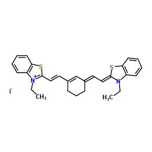 53019-70-8  3-ethyl-2-[(E)-2-[(3E)-3-[(2Z)-2-(3-ethyl-1,3-benzothiazol-2-ylidene)ethylidene]cyclohexen-1-yl]vinyl]-1,3-benzothiazol-3-ium iodide