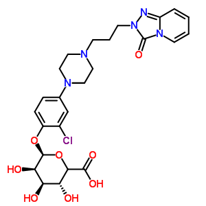 53818-11-4  (3R,4R,5R,6R)-6-[2-chloro-4-[4-[3-(3-oxo-[1,2,4]triazolo[4,3-a]pyridin-2-yl)propyl]piperazin-1-yl]phenoxy]-3,4,5-trihydroxy-tetrahydropyran-2-carboxylic acid