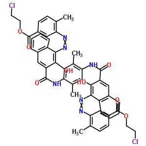 57971-99-0  2-chloroethyl 3-[[3-[[4-[[4-[5-(2-chloroethoxycarbonyl)-2-methyl-phenyl]azo-3-hydroxy-naphthalene-2-carbonyl]amino]-2,5-dimethyl-phenyl]carbamoyl]-2-hydroxy-1-naphthyl]azo]-4-methyl-benzoate