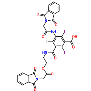 59017-38-8  3-[[2-(1,3-dioxoisoindolin-2-yl)acetyl]amino]-5-[2-[2-(1,3-dioxoisoindolin-2-yl)acetyl]oxyethylcarbamoyl]-2,4,6-triiodo-benzoic acid