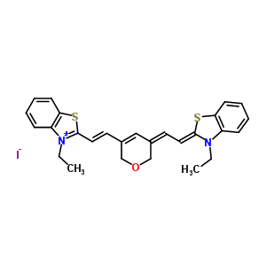 59170-49-9  3-ethyl-2-[(E)-2-[(5Z)-5-[(2Z)-2-(3-ethyl-1,3-benzothiazol-2-ylidene)ethylidene]-2H-pyran-3-yl]vinyl]-1,3-benzothiazol-3-ium iodide