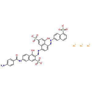 5938-86-3  trisodium 7-[(4-aminobenzoyl)amino]-4-hydroxy-3-[[5-hydroxy-7-sulfonato-4-[(5-sulfonato-2-naphthyl)azo]-1-naphthyl]azo]naphthalene-2-sulfonate