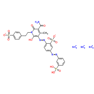 70815-26-8  triammonium 2-[[5-carbamoyl-2-hydroxy-4-methyl-6-oxo-1-[2-(4-sulfonatophenyl)ethyl]-3-pyridyl]azo]-5-(3-phosphonophenyl)azo-benzenesulfonate