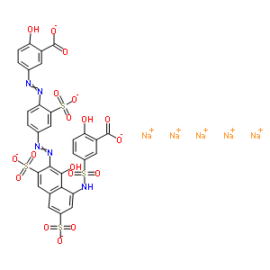 72379-55-6  pentasodium 5-[4-[[8-[(3-carboxylato-4-hydroxy-phenyl)sulfonylamino]-1-hydroxy-3,6-disulfonato-2-naphthyl]azo]-2-sulfonato-phenyl]azo-2-hydroxy-benzoate