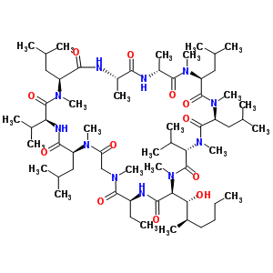 59865-15-5  (3S,6S,9R,12R,15S,18S,21S,24S,30S)-30-ethyl-33-[(1R,2R)-1-hydroxy-2-methylhexyl]-1,4,7,10,12,15,19,25,28-nonamethyl-6,9,18,24-tetrakis(2-methylpropyl)-3,21-di(propan-2-yl)-1,4,7,10,13,16,19,22,25,28,31-undecaazacyclotritriacontane-2,5,8,11,14,17,20,23,26,