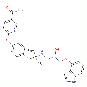 189119-00-4  3-Pyridinecarboxamide,6-[4-[2-[[(2S)-2-hydroxy-3-(1H-indol-4-yloxy)propyl]amino]-2-methylpropyl]phenoxy]-