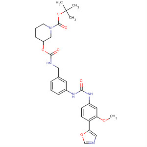 198821-45-3  1-Piperidinecarboxylic acid,3-[[[[[3-[[[[3-methoxy-4-(5-oxazolyl)phenyl]amino]carbonyl]amino]phenyl]methyl]amino]carbonyl]oxy]-, 1,1-dimethylethyl ester