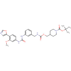 198821-50-0  1-Piperidinecarboxylic acid,4-[[[[[[3-[[[[3-methoxy-4-(5-oxazolyl)phenyl]amino]carbonyl]amino]phenyl]methyl]amino]carbonyl]oxy]methyl]-, 1,1-dimethylethyl ester