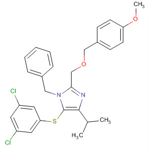 178981-01-6  1H-Imidazole,5-[(3,5-dichlorophenyl)thio]-2-[[(4-methoxyphenyl)methoxy]methyl]-4-(1-methylethyl)-1-(phenylmethyl)-