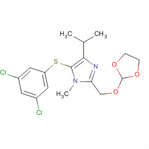 178981-53-8  1H-Imidazole,5-[(3,5-dichlorophenyl)thio]-2-[(1,3-dioxolan-2-yloxy)methyl]-1-methyl-4-(1-methylethyl)-