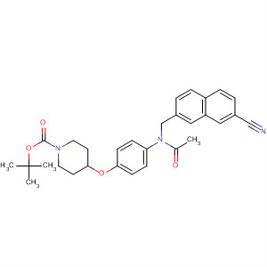 179755-94-3  1-Piperidinecarboxylic acid,4-[4-[acetyl[(7-cyano-2-naphthalenyl)methyl]amino]phenoxy]-,1,1-dimethylethyl ester