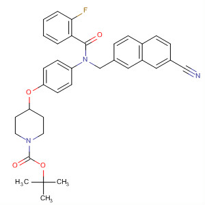 179756-01-5  1-Piperidinecarboxylic acid,4-[4-[[(7-cyano-2-naphthalenyl)methyl](2-fluorobenzoyl)amino]phenoxy]-,1,1-dimethylethyl ester