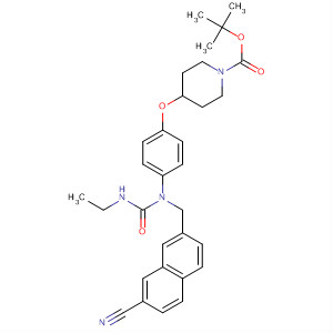 179756-05-9  1-Piperidinecarboxylic acid,4-[4-[[(7-cyano-2-naphthalenyl)methyl][(ethylamino)carbonyl]amino]phenoxy]-, 1,1-dimethylethyl ester