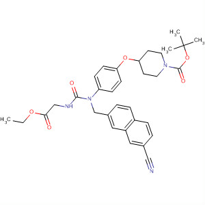 179756-06-0  1-Piperidinecarboxylic acid,4-[4-[[(7-cyano-2-naphthalenyl)methyl][[(2-ethoxy-2-oxoethyl)amino]carbonyl]amino]phenoxy]-, 1,1-dimethylethyl ester