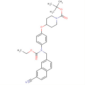 179756-07-1  1-Piperidinecarboxylic acid,4-[4-[[(7-cyano-2-naphthalenyl)methyl](ethoxycarbonyl)amino]phenoxy]-,1,1-dimethylethyl ester