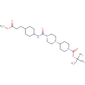 179869-58-0  1-Piperidinecarboxylic acid,4-[4-[[[4-(3-methoxy-3-oxopropyl)cyclohexyl]amino]carbonyl]-1-piperazinyl]-, 1,1-dimethylethyl ester, trans-