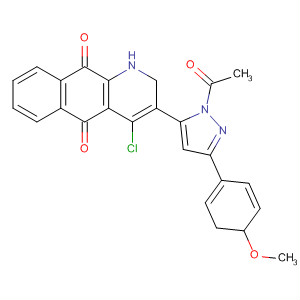 179870-42-9  1H-Pyrazole,1-acetyl-5-(4-chloro-1,2,5,10-tetrahydro-5,10-dioxobenzo[g]quinolin-3-yl)-4,5-dihydro-3-(4-methoxyphenyl)-