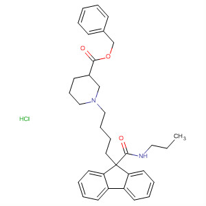 182428-89-3  3-Piperidinecarboxylic acid,1-[4-[9-[(propylamino)carbonyl]-9H-fluoren-9-yl]butyl]-, phenylmethylester, monohydrochloride