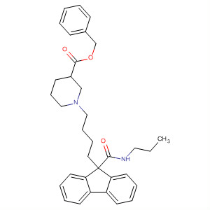 182428-92-8  3-Piperidinecarboxylic acid,1-[4-[9-[(propylamino)carbonyl]-9H-fluoren-9-yl]butyl]-, phenylmethylester