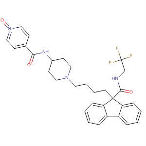 182429-54-5  4-Pyridinecarboxamide,N-[1-[4-[9-[[(2,2,2-trifluoroethyl)amino]carbonyl]-9H-fluoren-9-yl]butyl]-4-piperidinyl]-, 1-oxide