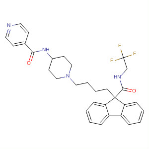182430-16-6  4-Pyridinecarboxamide,N-[1-[4-[9-[[(2,2,2-trifluoroethyl)amino]carbonyl]-9H-fluoren-9-yl]butyl]-4-piperidinyl]-