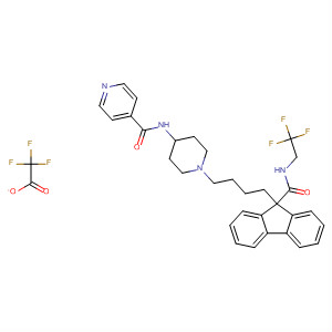 182430-17-7  4-Pyridinecarboxamide,N-[1-[4-[9-[[(2,2,2-trifluoroethyl)amino]carbonyl]-9H-fluoren-9-yl]butyl]-4-piperidinyl]-, mono(trifluoroacetate)