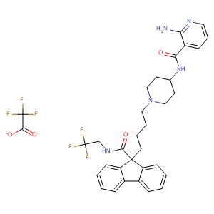 182430-21-3  3-Pyridinecarboxamide,2-amino-N-[1-[4-[9-[[(2,2,2-trifluoroethyl)amino]carbonyl]-9H-fluoren-9-yl]butyl]-4-piperidinyl]-, mono(trifluoroacetate)