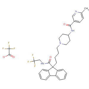 182430-27-9  3-Pyridinecarboxamide,6-methyl-N-[1-[4-[9-[[(2,2,2-trifluoroethyl)amino]carbonyl]-9H-fluoren-9-yl]butyl]-4-piperidinyl]-, mono(trifluoroacetate)