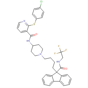 182432-31-1  3-Pyridinecarboxamide,2-[(4-chlorophenyl)thio]-N-[1-[4-[9-[[(2,2,2-trifluoroethyl)amino]carbonyl]-9H-fluoren-9-yl]butyl]-4-piperidinyl]-
