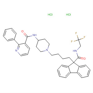 182434-82-8  3-Pyridinecarboxamide,2-phenyl-N-[1-[4-[9-[[(2,2,2-trifluoroethyl)amino]carbonyl]-9H-fluoren-9-yl]butyl]-4-piperidinyl]-, dihydrochloride