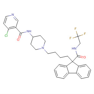 182434-90-8  3-Pyridinecarboxamide,4-chloro-N-[1-[4-[9-[[(2,2,2-trifluoroethyl)amino]carbonyl]-9H-fluoren-9-yl]butyl]-4-piperidinyl]-