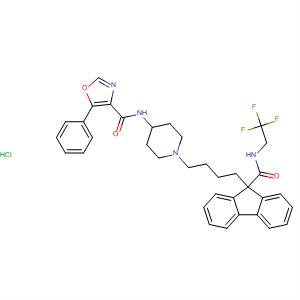 182436-42-6  4-Oxazolecarboxamide,5-phenyl-N-[1-[4-[9-[[(2,2,2-trifluoroethyl)amino]carbonyl]-9H-fluoren-9-yl]butyl]-4-piperidinyl]-, monohydrochloride
