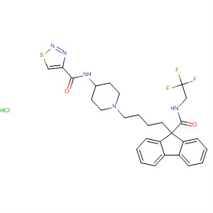182436-53-9  1,2,3-Thiadiazole-4-carboxamide,N-[1-[4-[9-[[(2,2,2-trifluoroethyl)amino]carbonyl]-9H-fluoren-9-yl]butyl]-4-piperidinyl]-, monohydrochloride