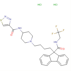 182437-97-4  1,2,3-Thiadiazole-4-carboxamide,N-[1-[4-[9-[[(2,2,2-trifluoroethyl)amino]carbonyl]-9H-fluoren-9-yl]butyl]-4-piperidinyl]-, dihydrochloride