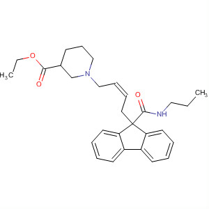 182439-05-0  3-Piperidinecarboxylic acid,1-[4-[9-[(propylamino)carbonyl]-9H-fluoren-9-yl]-2-butenyl]-, ethyl ester,(Z)-