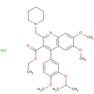 173253-12-8  3-Quinolinecarboxylic acid,6,7-dimethoxy-4-[4-methoxy-3-(1-methylethoxy)phenyl]-2-(1-piperidinylmethyl)-, ethyl ester, monohydrochloride
