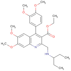 173253-13-9  3-Quinolinecarboxylic acid,4-(3,4-dimethoxyphenyl)-2-[(ethylpropylamino)methyl]-6,7-dimethoxy-,ethyl ester