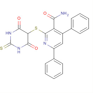 174074-08-9  3-Pyridinecarboxamide,2-[(hexahydro-4,6-dioxo-2-thioxo-5-pyrimidinyl)thio]-4,6-diphenyl-