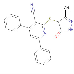 174074-17-0  3-Pyridinecarbonitrile,2-[(4,5-dihydro-3-methyl-5-oxo-1H-pyrazol-4-yl)thio]-4,6-diphenyl-