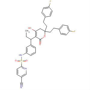 174484-09-4  2-Pyridinesulfonamide,N-[3-[1-[6,6-bis[2-(4-fluorophenyl)ethyl]-5,6-dihydro-4-hydroxy-2-oxo-2H-pyran-3-yl]propyl]phenyl]-5-cyano-