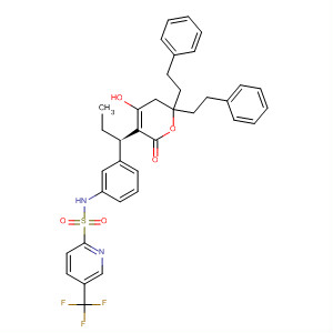 174484-31-2  2-Pyridinesulfonamide,N-[3-[1-[5,6-dihydro-4-hydroxy-2-oxo-6,6-bis(2-phenylethyl)-2H-pyran-3-yl]propyl]phenyl]-5-(trifluoromethyl)-, (R)-