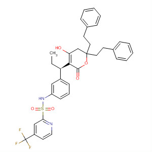 174484-33-4  2-Pyridinesulfonamide,N-[3-[1-[5,6-dihydro-4-hydroxy-2-oxo-6,6-bis(2-phenylethyl)-2H-pyran-3-yl]propyl]phenyl]-4-(trifluoromethyl)-, (R)-