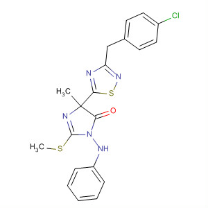 177487-70-6  4H-Imidazol-4-one,5-[3-[(4-chlorophenyl)methyl]-1,2,4-thiadiazol-5-yl]-3,5-dihydro-5-methyl-2-(methylthio)-3-(phenylamino)-