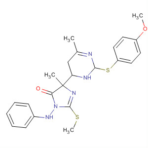 177487-79-5  4H-Imidazol-4-one,3,5-dihydro-5-[2-[(4-methoxyphenyl)thio]-6-methyl-4-pyrimidinyl]-5-methyl-2-(methylthio)-3-(phenylamino)-
