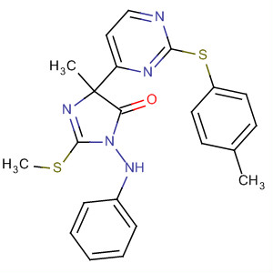 177487-83-1  4H-Imidazol-4-one,3,5-dihydro-5-methyl-5-[2-[(4-methylphenyl)thio]-4-pyrimidinyl]-2-(methylthio)-3-(phenylamino)-