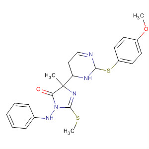 177487-84-2  4H-Imidazol-4-one,3,5-dihydro-5-[2-[(4-methoxyphenyl)thio]-4-pyrimidinyl]-5-methyl-2-(methylthio)-3-(phenylamino)-