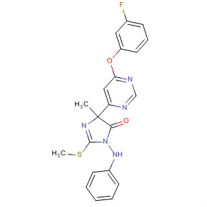 177487-92-2  4H-Imidazol-4-one,5-[6-(3-fluorophenoxy)-4-pyrimidinyl]-3,5-dihydro-5-methyl-2-(methylthio)-3-(phenylamino)-